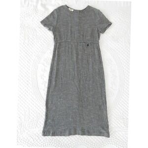 Vintage 90s Talbots Gingham Maxi Dress Womens 10 Black&White Linen Rayon Market